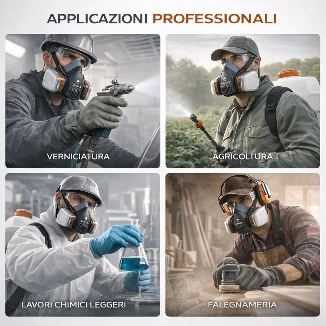 Podwójny Filtr | NOWY PROJEKT 6 FILTRÓW ZAWIERAJĄCYCH | Respirator Pyłoszczelny Ochrona Pracy Produkty Chemiczne Proszek Lakier Toksyczne Pary |