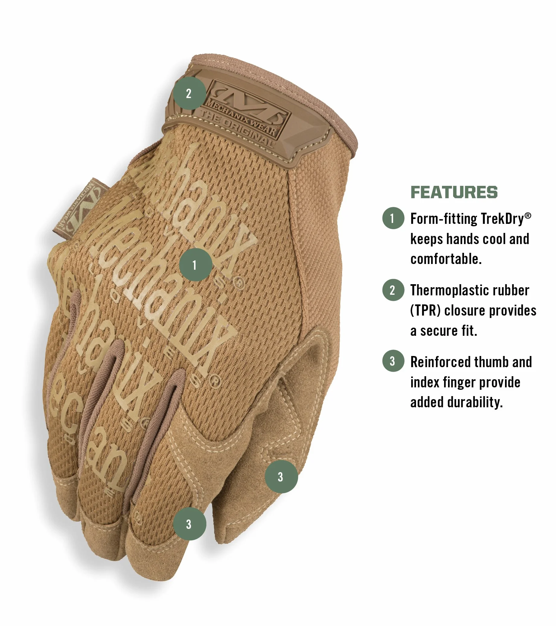 Mechanix Wear Original® Coyote rękawice (XL, brązowe)