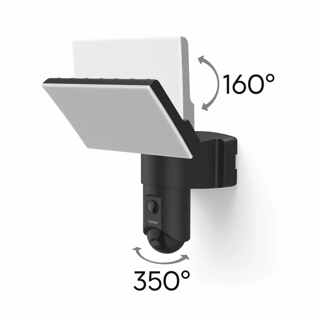 Hama kamera zewnętrzna WiFi (monitoring, reflektor, czujnik ruchu, noktowizor, Full HD 1080p, IP54, na kartę pamięci, WLAN) czarna
