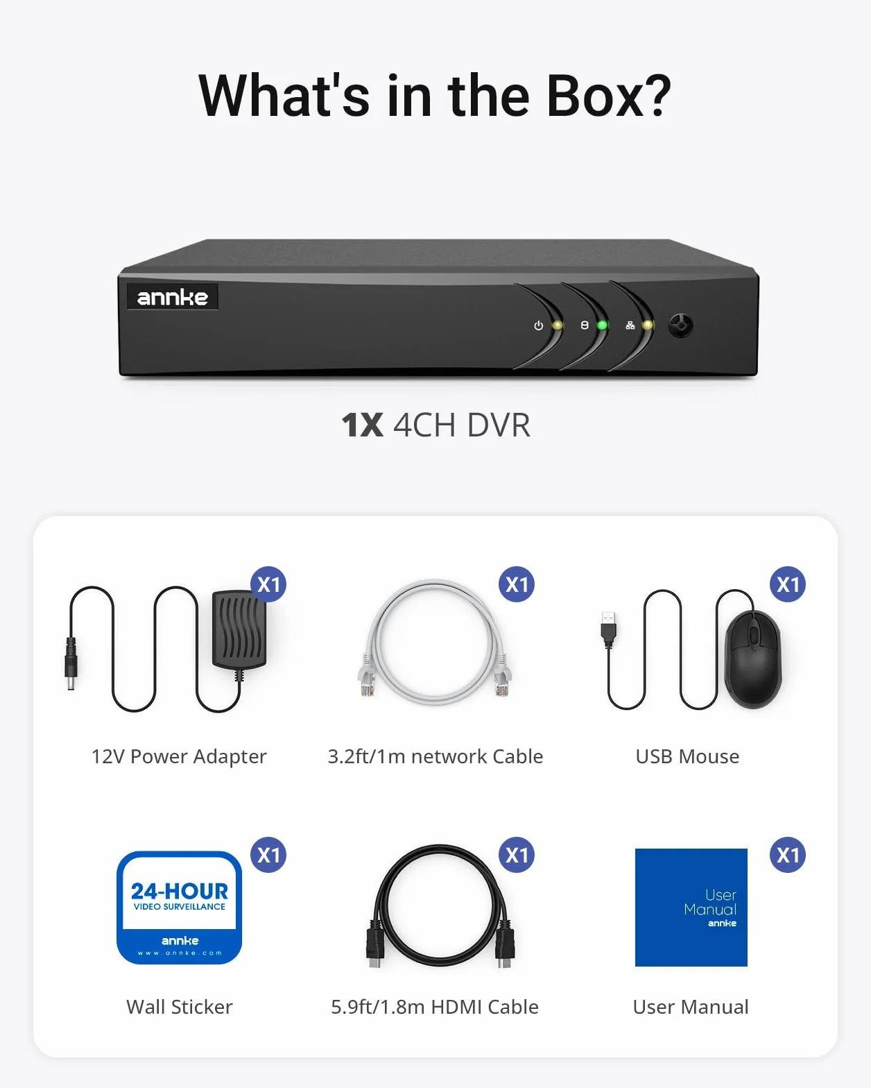 ANNKE 3K / 5MP Lite 5 w 1 rejestrator DVR 4 kanały bezpieczeństwa z wykrywaniem osób / pojazdów obsługuje 4 kamery analogowe/AHD/TVI/CVI i 1 kamerę IP, dysk twardy nie wchodzi w zakres dostawy