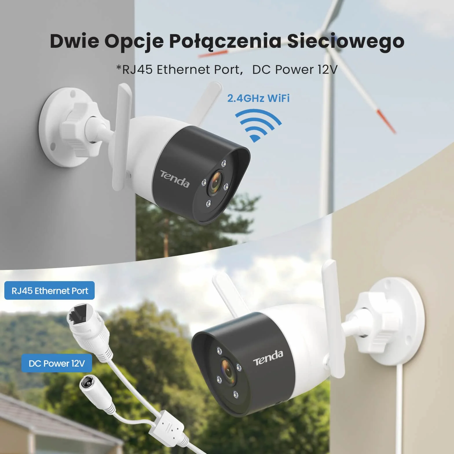 Tenda Kamera Monitoringowa Zewnętrzna Wewnętrzna WiFi - Kolorowa Kamera Nocna 30m, Kamera Bezpieczeństwa, Kontrola Aplikacji, Wykrywanie Ludzi AI, Dwukierunkowe Audio, Kompatybilna z Alexa, CT3 1080P