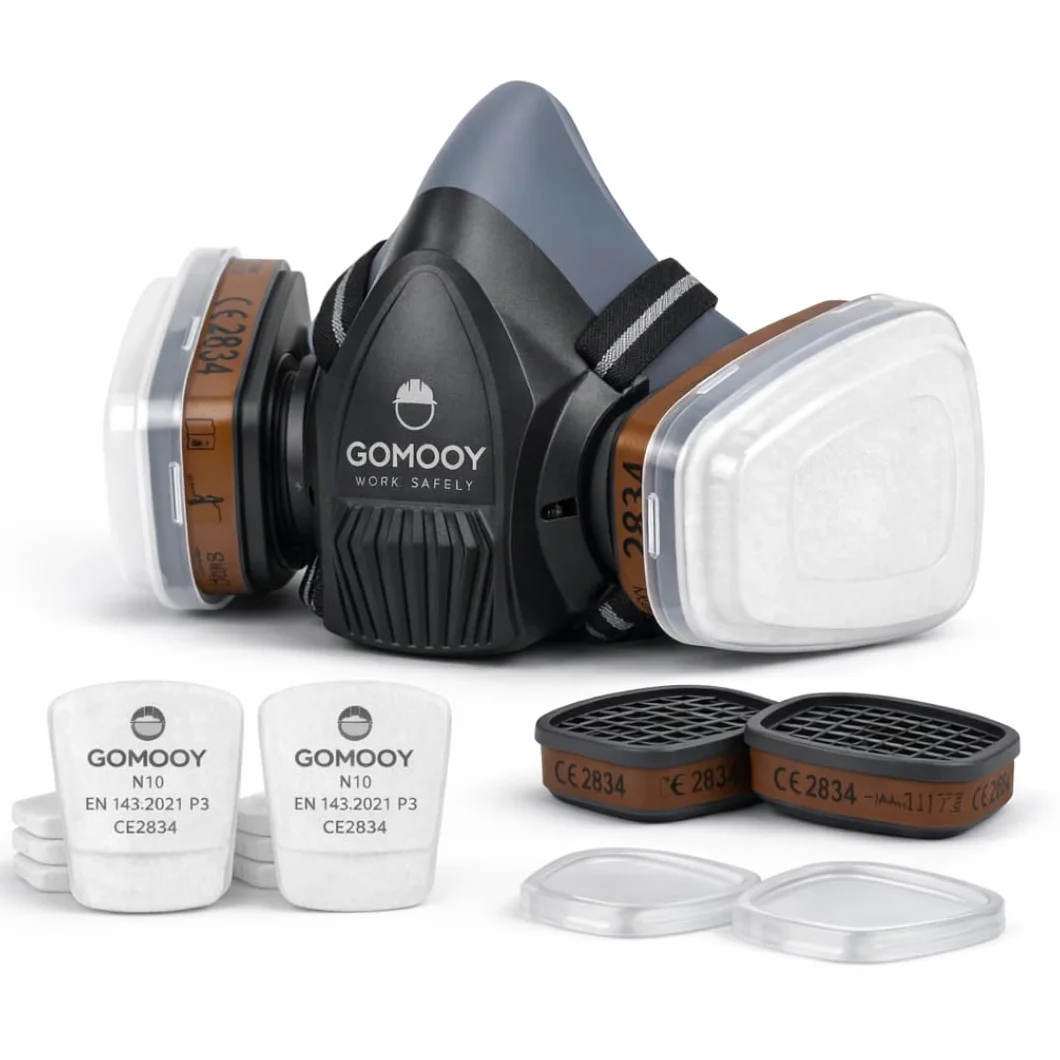 Podwójny Filtr | NOWY PROJEKT 6 FILTRÓW ZAWIERAJĄCYCH | Respirator Pyłoszczelny Ochrona Pracy Produkty Chemiczne Proszek Lakier Toksyczne Pary |