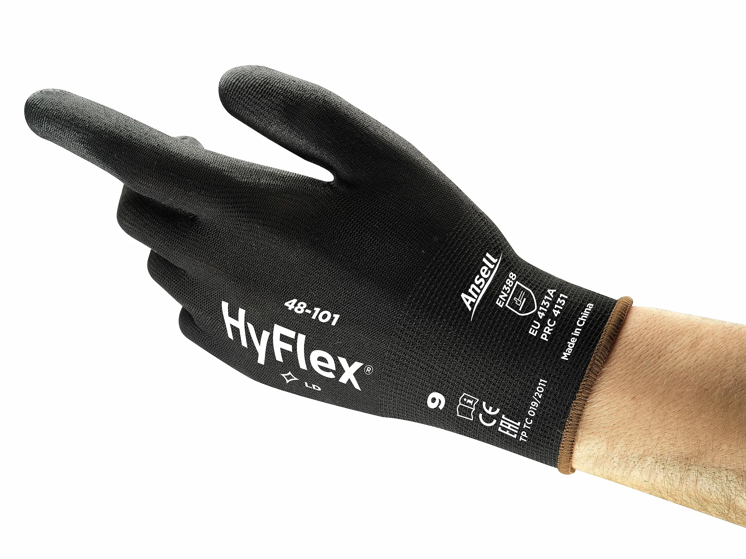 Ansell HyFlex 48-101 Cienkie i ultralekkie rękawice robocze, Precyzyjne rękawice ochronne, Montaż, Majsterkowanie, Mechanika, Malowanie, Damskie I Męskie, Czarne, L (12 par)
