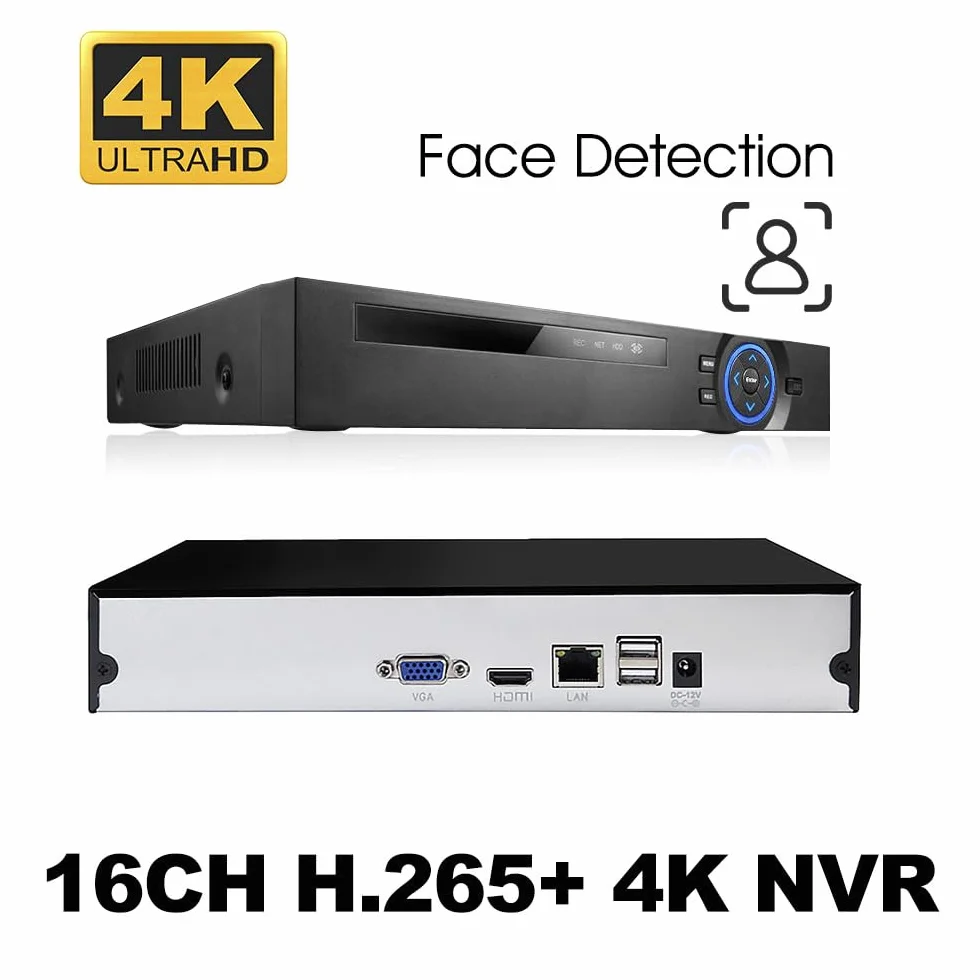 9-kanałowy sieciowy rejestrator wideo H.265 kompresyjny NVR do 9CH 5MP/4MP/3MP/1080P/960P ONVIF IP kamera alarm ruchu, aplikacja/alerty e-mail 24/7/nagrywanie ruchu, kopia zapasowa USB, VGA i HDMI