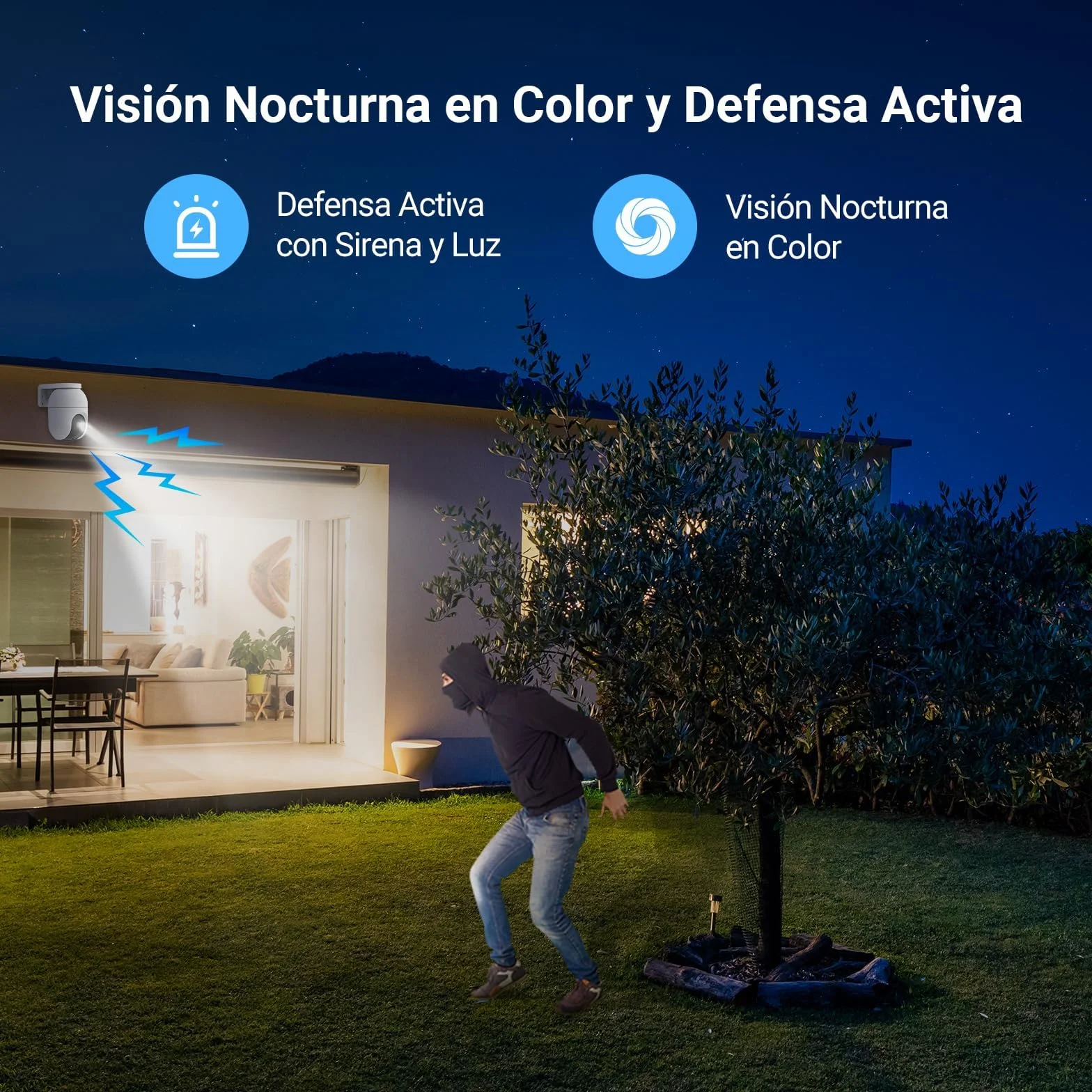 EZVIZ C8c 2MP Zewnętrzna kamera nadzorująca WiFi 360° z funkcją automatycznego śledzenia zoomu, wykrywanie kształtu człowieka, kolorowy noktowizor, dwukierunkowy dźwięk, wodoodporny IP65, aktywna