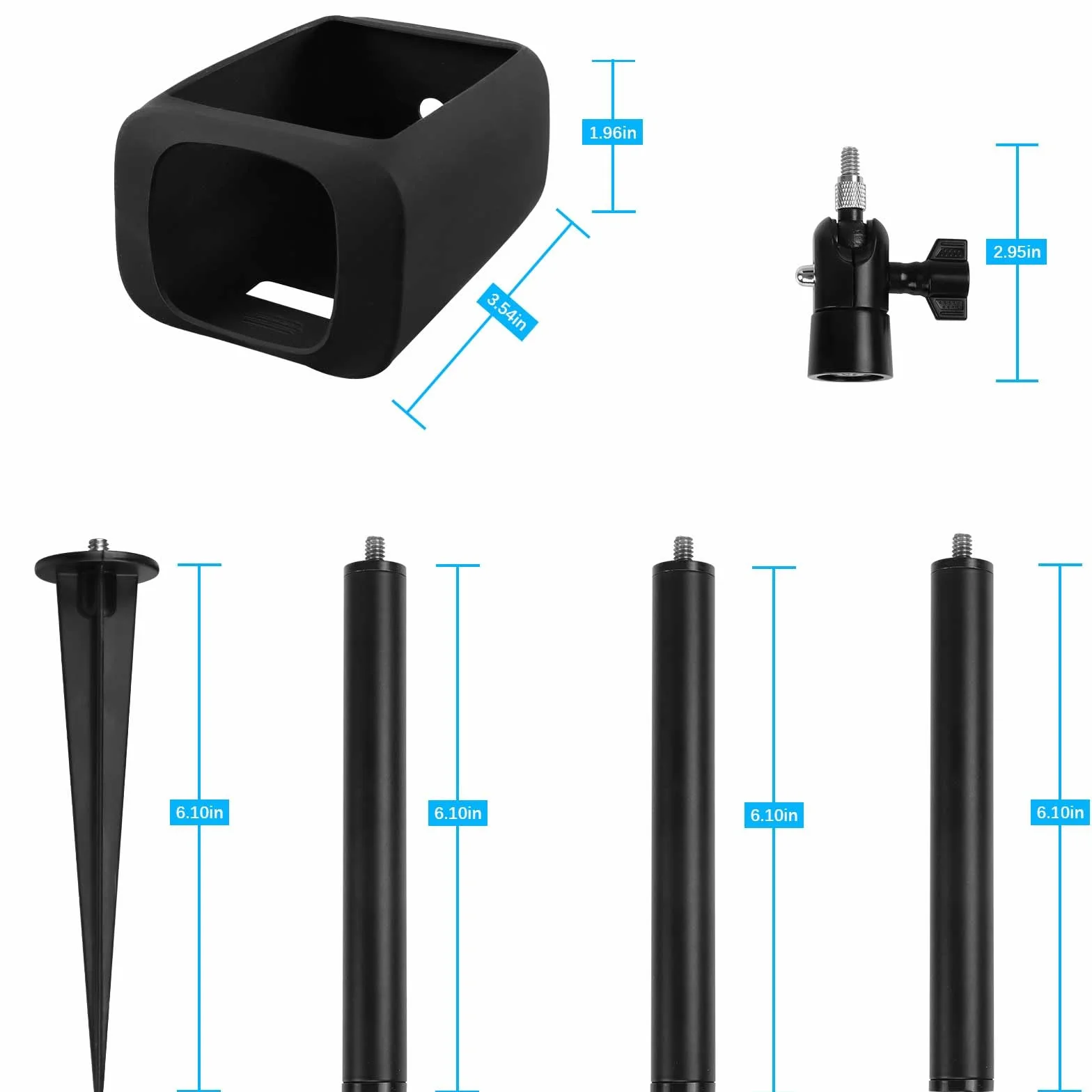 HOLACA Silikonowe etui do kamery monitoringowej Eufy Security S220 SoloCam, Skin, etui ochronne, odporne na warunki atmosferyczne (1 sztuka, czarne) (etui silikonowe ABS + metalowy stojak)
