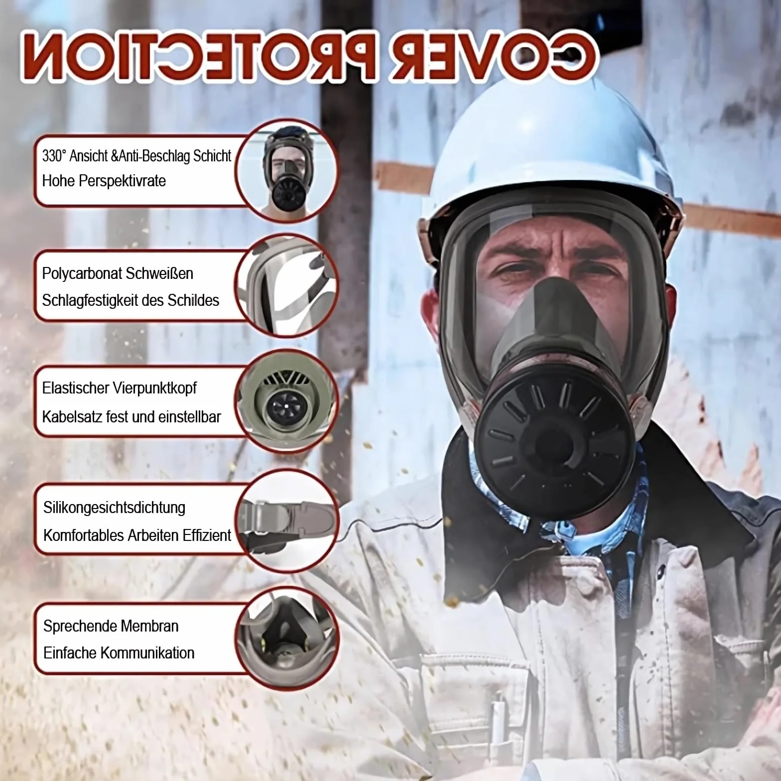 Maski gazowe wielokrotnego użytku na całą twarz będą filtrowane z węglem aktywnym 40 mm, do lakierowania natryskowego, pestycydów, przemysłu chemicznego, dekoracji formaldehydu,