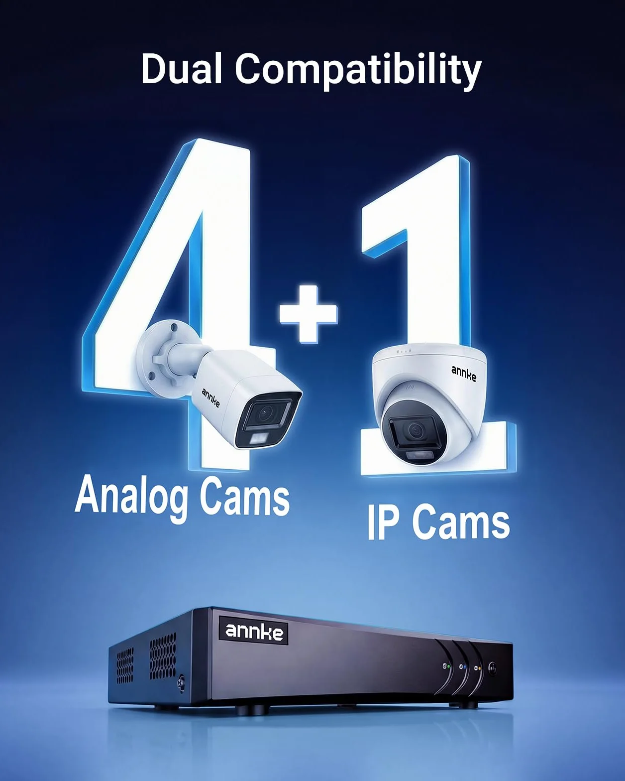 ANNKE 3K / 5MP Lite 5 w 1 rejestrator DVR 4 kanały bezpieczeństwa z wykrywaniem osób / pojazdów obsługuje 4 kamery analogowe/AHD/TVI/CVI i 1 kamerę IP, dysk twardy nie wchodzi w zakres dostawy