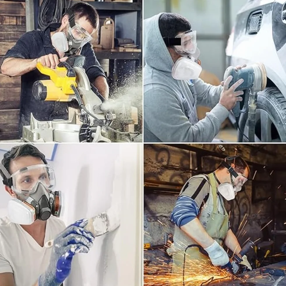 Maska oddechowa z okularami ochronnymi, 20 wymiennych filtrów, profesjonalny zestaw ochronny przed farbami i kurzem do żywicy do druku 3D, żywica UV ręcznie wykonana