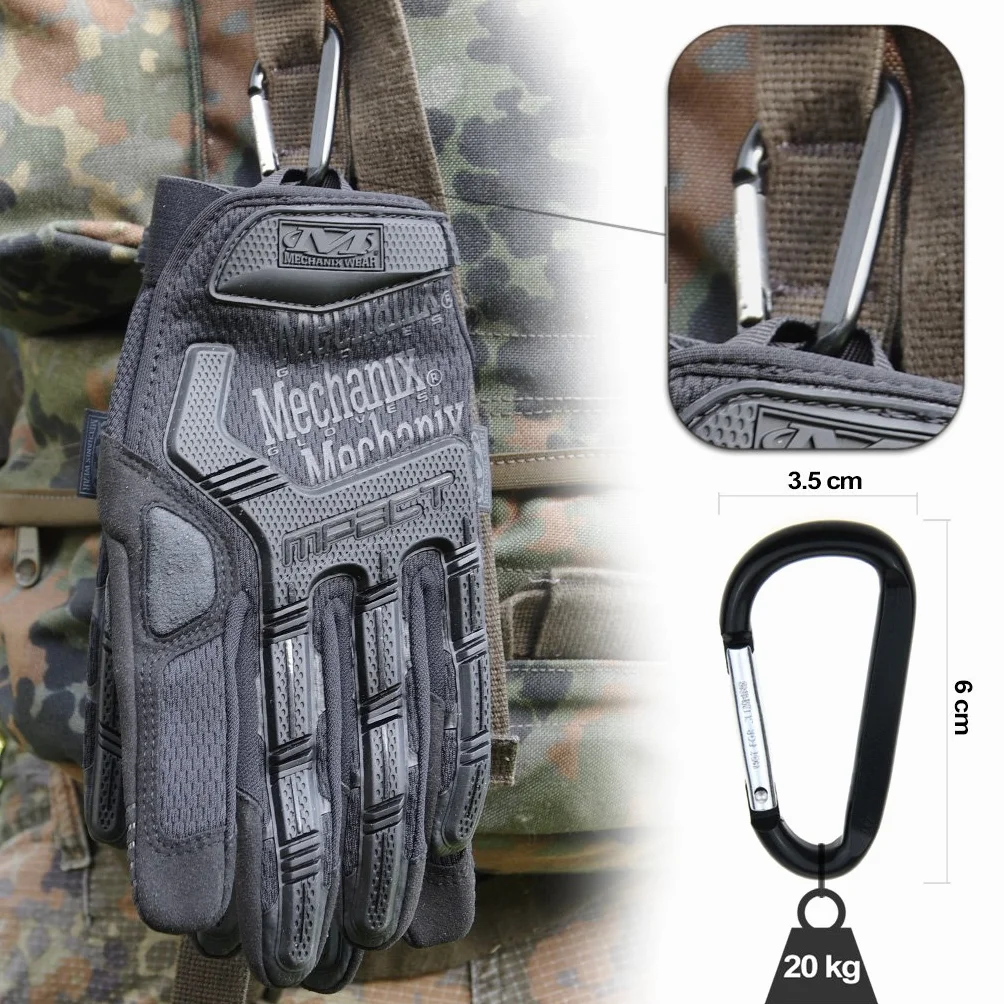 Mechanix WEAR M-PACT Tactical rękawice taktyczne, optymalna ochrona, oddychające, najlepsze dopasowanie + karabińczyk Gear, czarna okładka, Coyote, Multicam, Wolf Grey, rozmiar: S/M/L/XL.