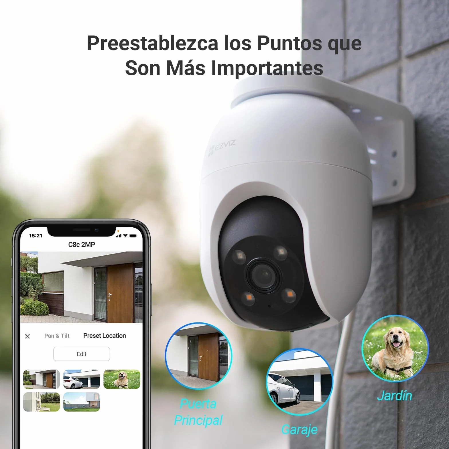 EZVIZ C8c 2MP Zewnętrzna kamera nadzorująca WiFi 360° z funkcją automatycznego śledzenia zoomu, wykrywanie kształtu człowieka, kolorowy noktowizor, dwukierunkowy dźwięk, wodoodporny IP65, aktywna
