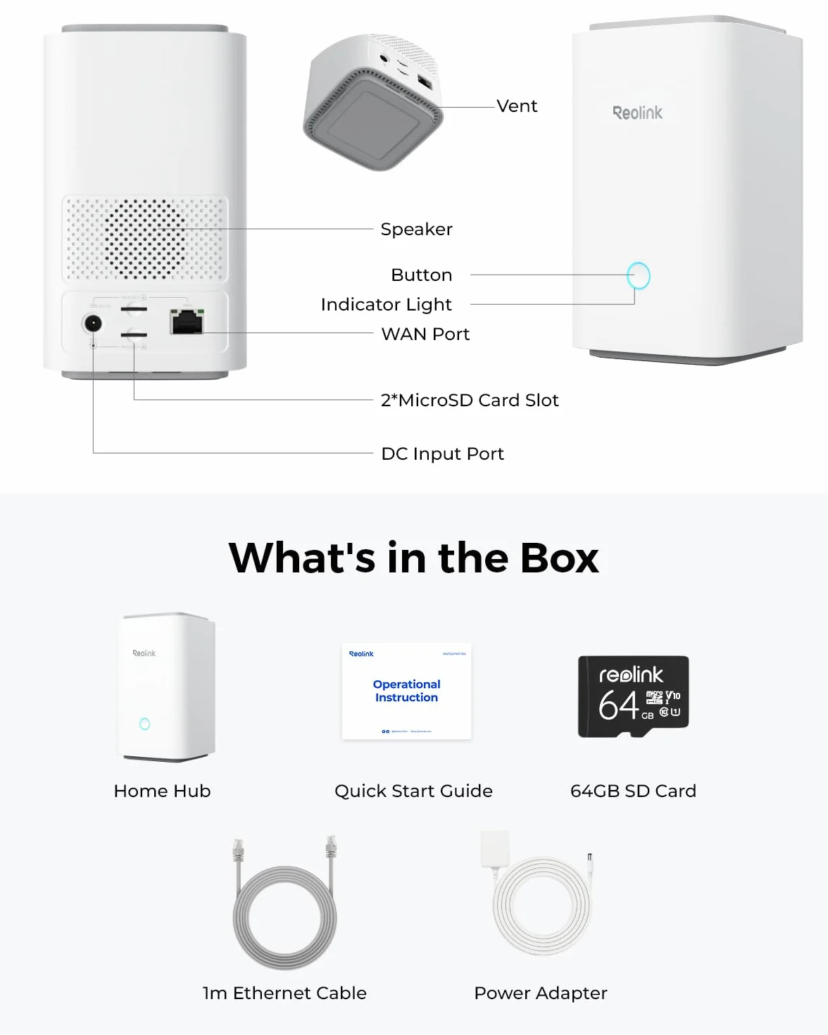 Reolink Security Home Hub, obsługa do 8 kamer bezpieczeństwa, brak opłat miesięcznych, strumieniowanie na żywo i odtwarzanie do 16 MP, rozszerzalna pamięć lokalna, Wi-FI 6 i Dual Band