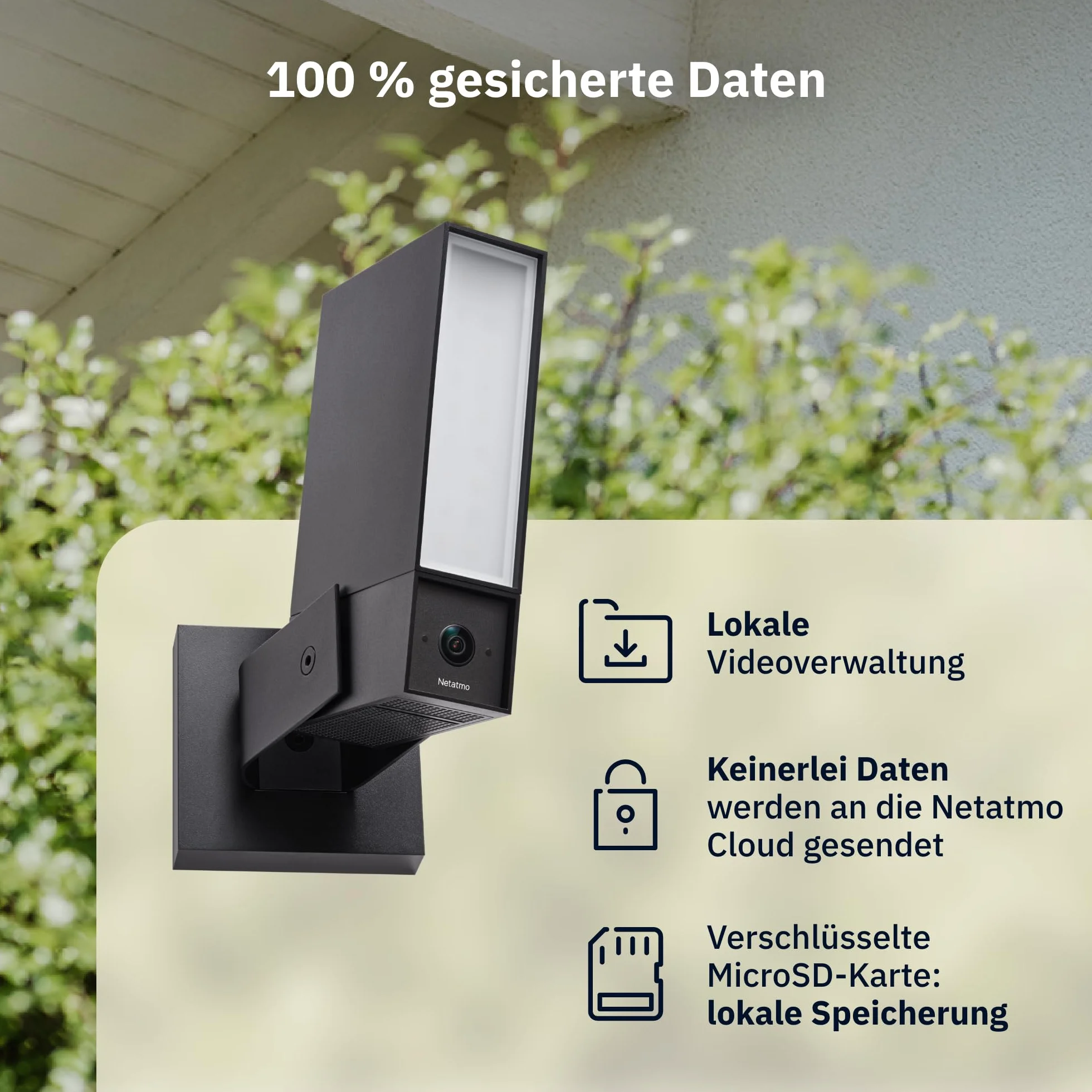 Kamera zewnętrzna NETATMO Wi‑Fi 5 GHz, 2K HDR, AI wykrywa osoby/pojazdy/zwierzęta, reflektor LED 12 W, alarm 105 dB, zapis lokalny, bez abonamentu, biała, NOC‑2‑AMZ