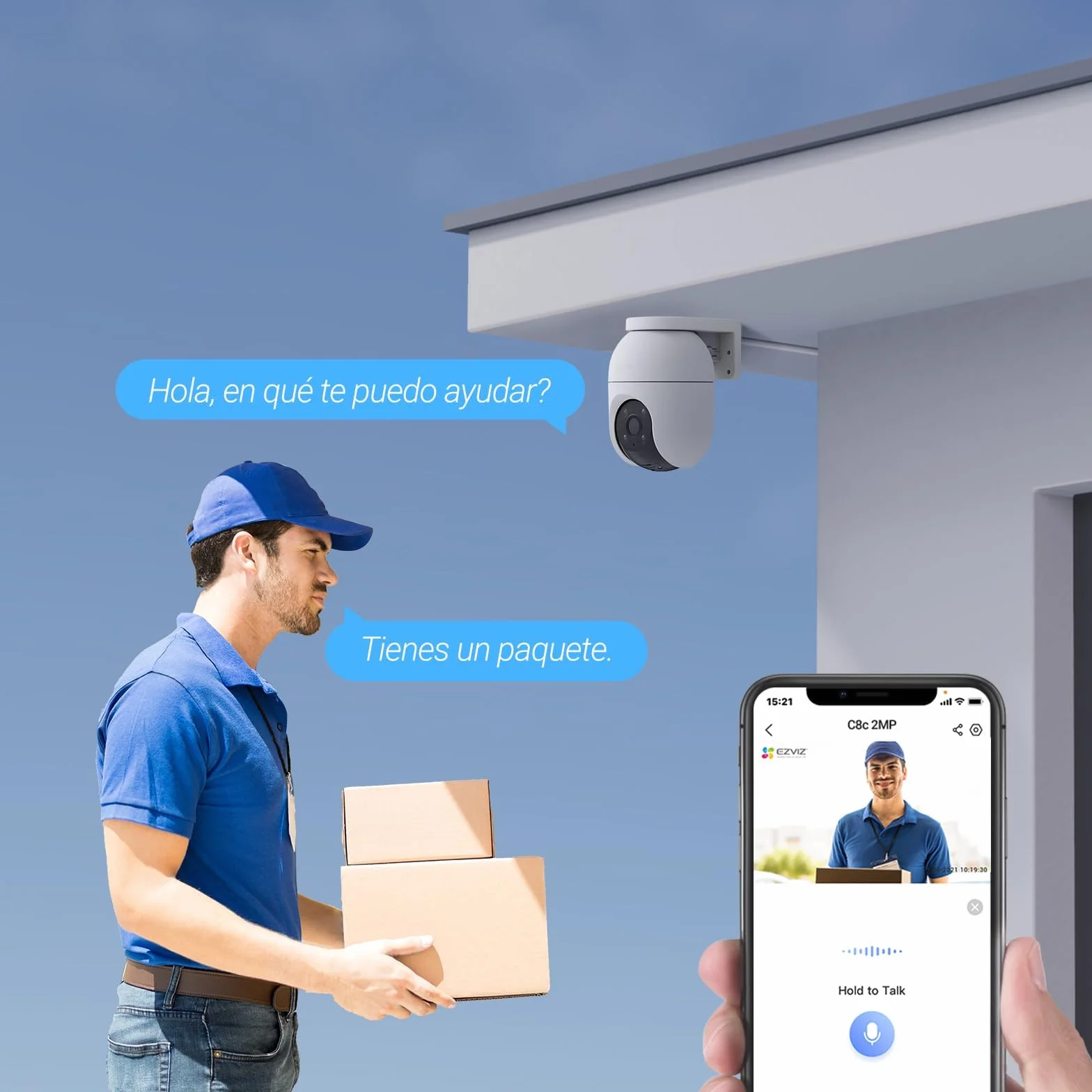 EZVIZ C8c 2MP Zewnętrzna kamera nadzorująca WiFi 360° z funkcją automatycznego śledzenia zoomu, wykrywanie kształtu człowieka, kolorowy noktowizor, dwukierunkowy dźwięk, wodoodporny IP65, aktywna