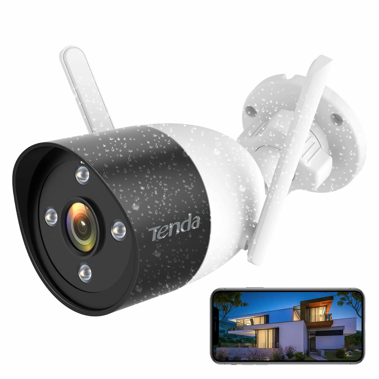 Tenda Kamera Monitoringowa Zewnętrzna Wewnętrzna WiFi - Kolorowa Kamera Nocna 30m, Kamera Bezpieczeństwa, Kontrola Aplikacji, Wykrywanie Ludzi AI, Dwukierunkowe Audio, Kompatybilna z Alexa, CT3 1080P