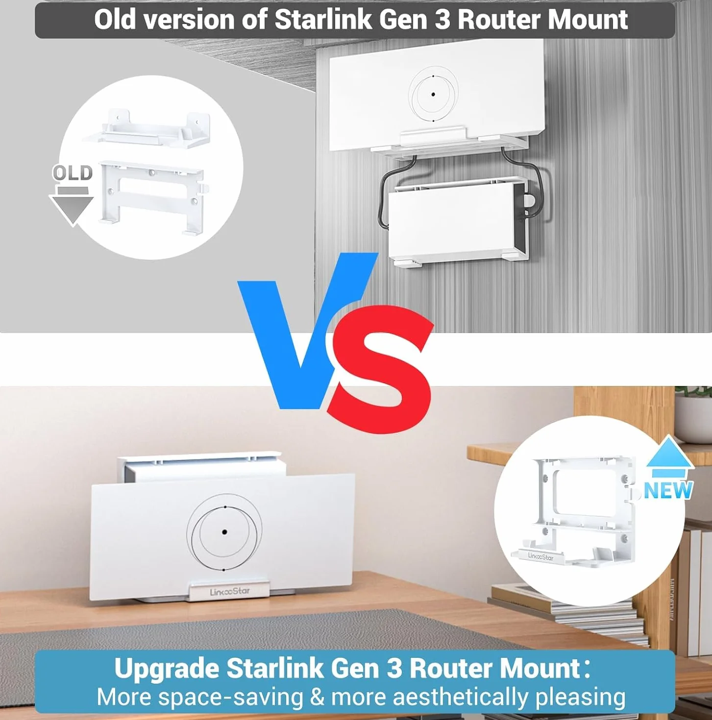 Zestaw do montażu ściennego do routera siatkowego Starlink Gen 3, wszystko w jednym, Gen3 V3, zasilacz, stojak biurkowy do Starlink V3 Standard i Gen 3, wysoka wydajność, zintegrowany uchwyt