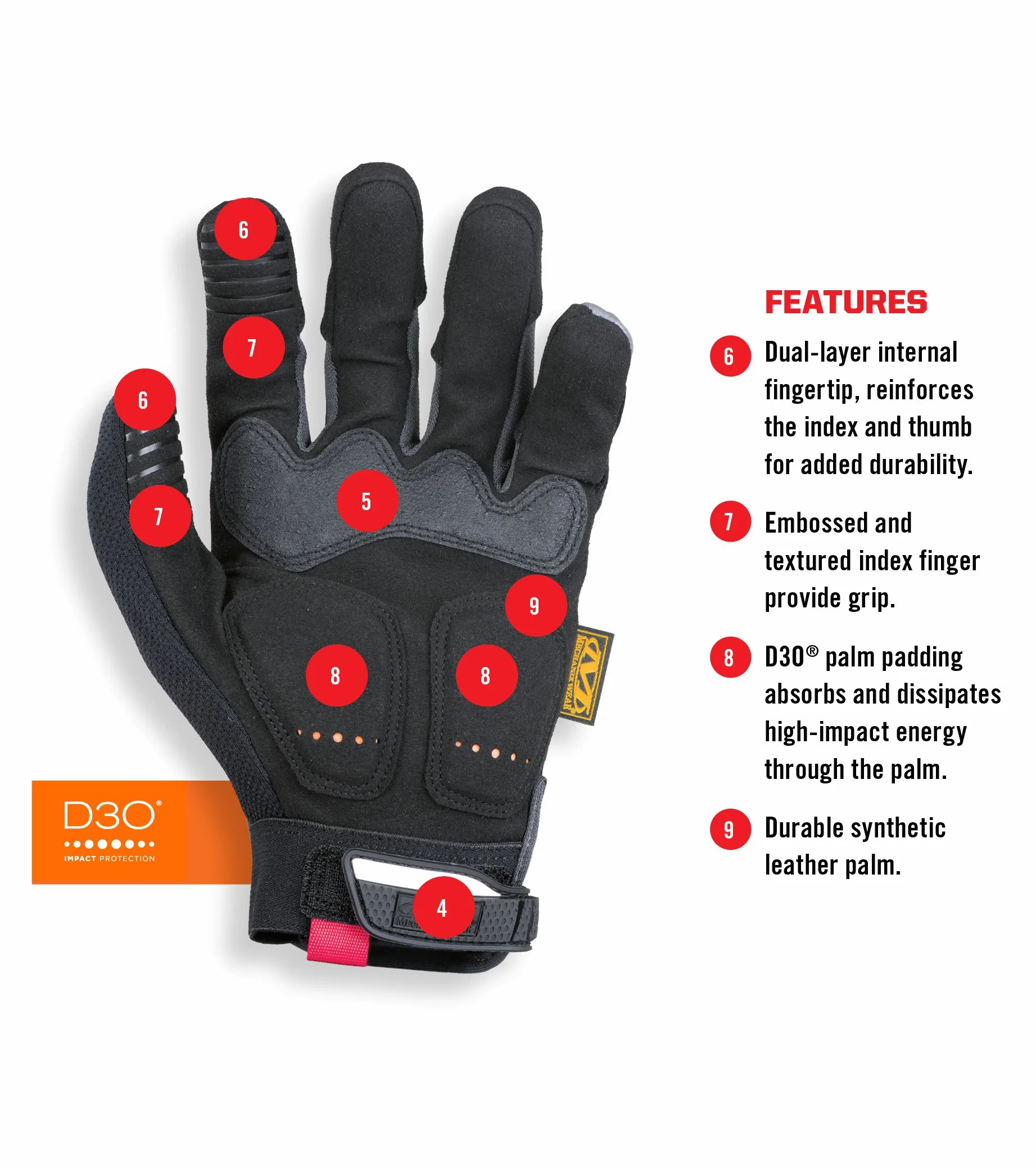 Mechanix Męskie M-pact Mechanix Wear M PACT Rękawice Średni Czarny, CZARNY SZARY, M UK