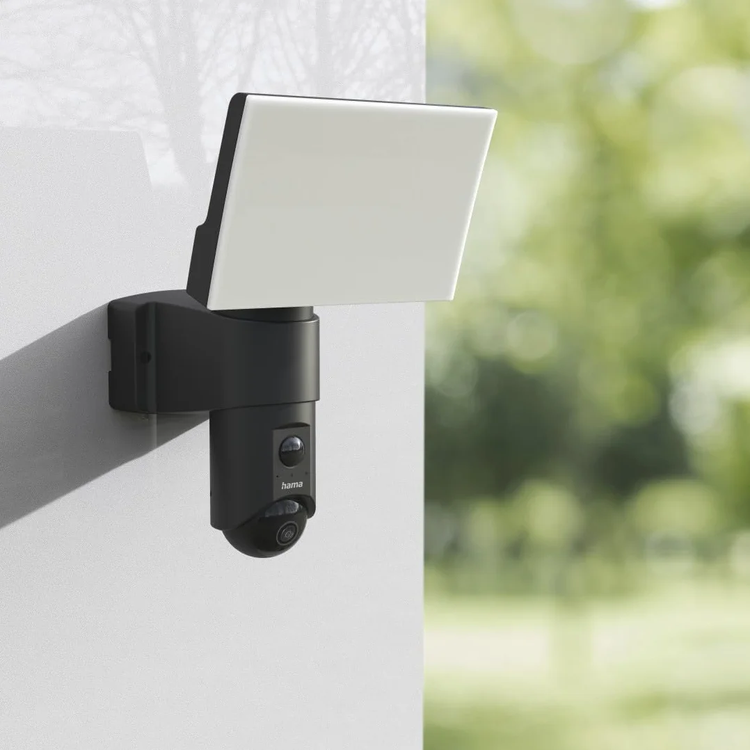 Hama kamera zewnętrzna WiFi (monitoring, reflektor, czujnik ruchu, noktowizor, Full HD 1080p, IP54, na kartę pamięci, WLAN) czarna