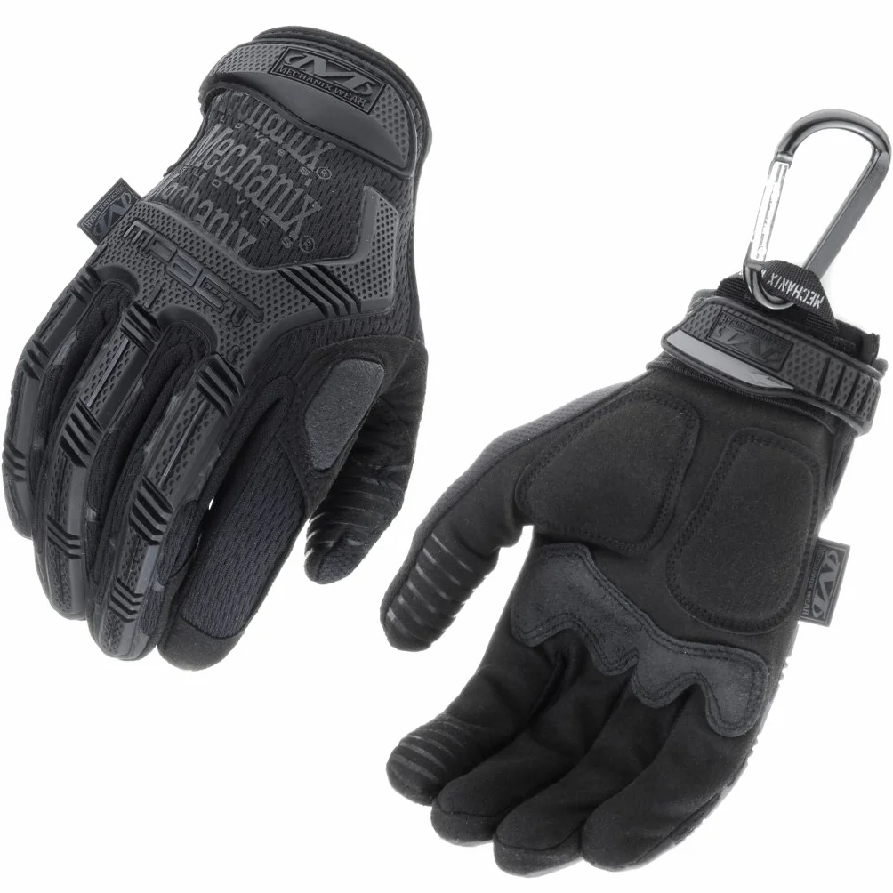 Mechanix WEAR M-PACT Tactical rękawice taktyczne, optymalna ochrona, oddychające, najlepsze dopasowanie + karabińczyk Gear, czarna okładka, Coyote, Multicam, Wolf Grey, rozmiar: S/M/L/XL.