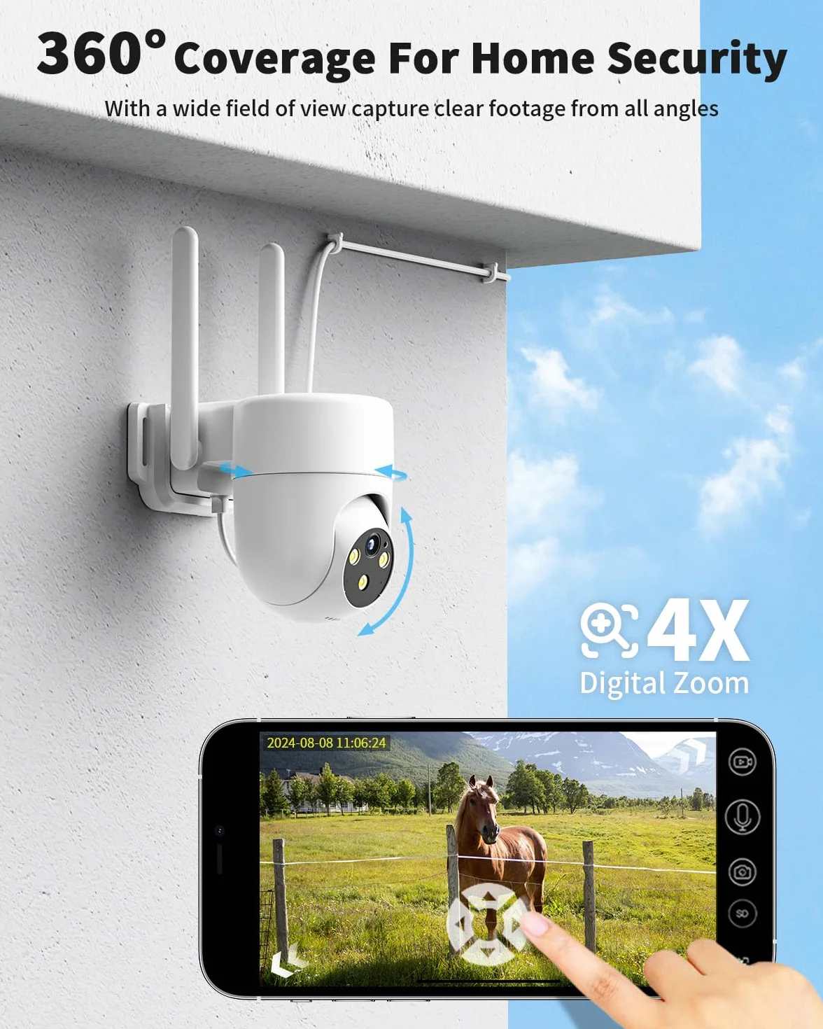4G LTE kamera do monitoringu zewnętrznego z kartą SIM, 2K PTZ IP kamera bez Wi-Fi z noktowizorem, AI wykrywanie osób, kamera do monitoringu z dwukierunkową funkcją audio, klasa wodoszczelności
