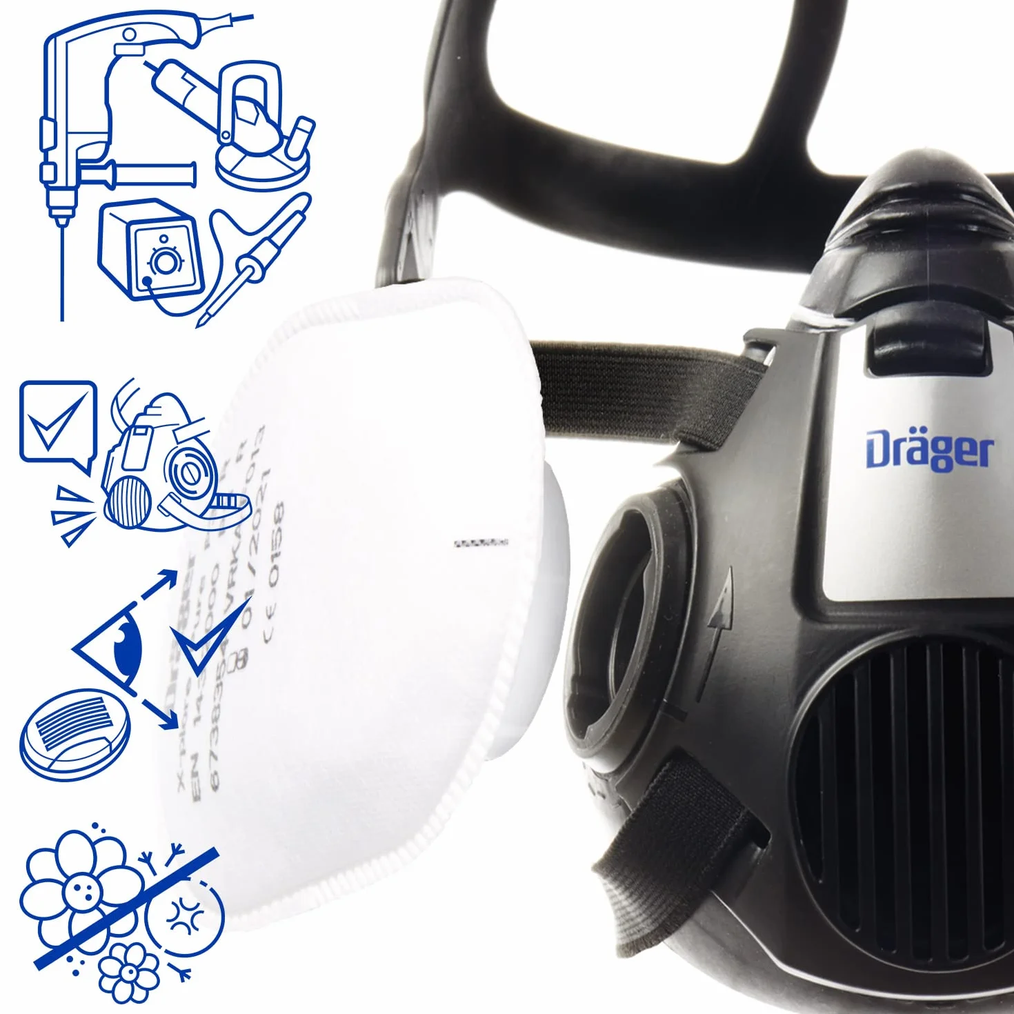 Dräger Unisex X-plore zestaw 3500 półmaska z filtrem cząstek stałych (1 opakowanie)