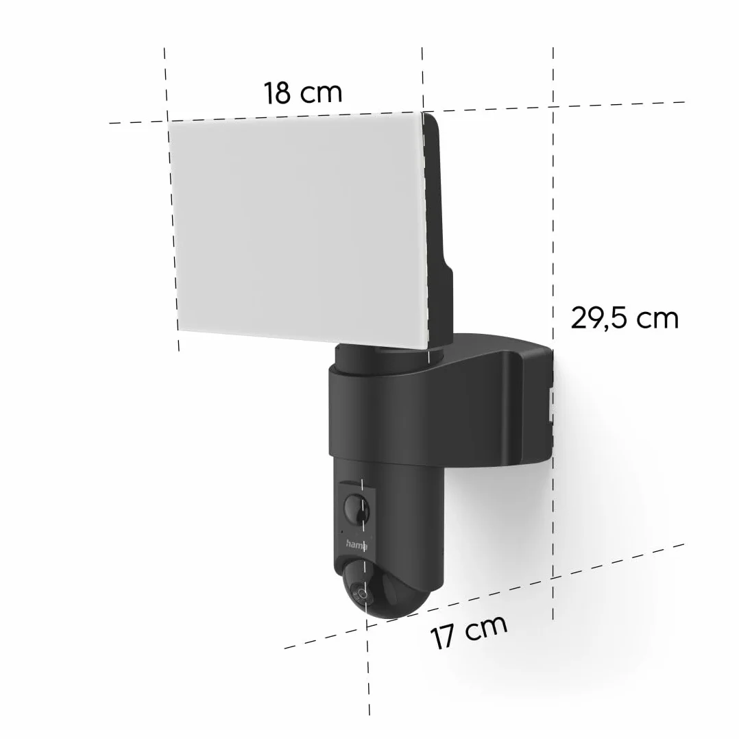 Hama kamera zewnętrzna WiFi (monitoring, reflektor, czujnik ruchu, noktowizor, Full HD 1080p, IP54, na kartę pamięci, WLAN) czarna