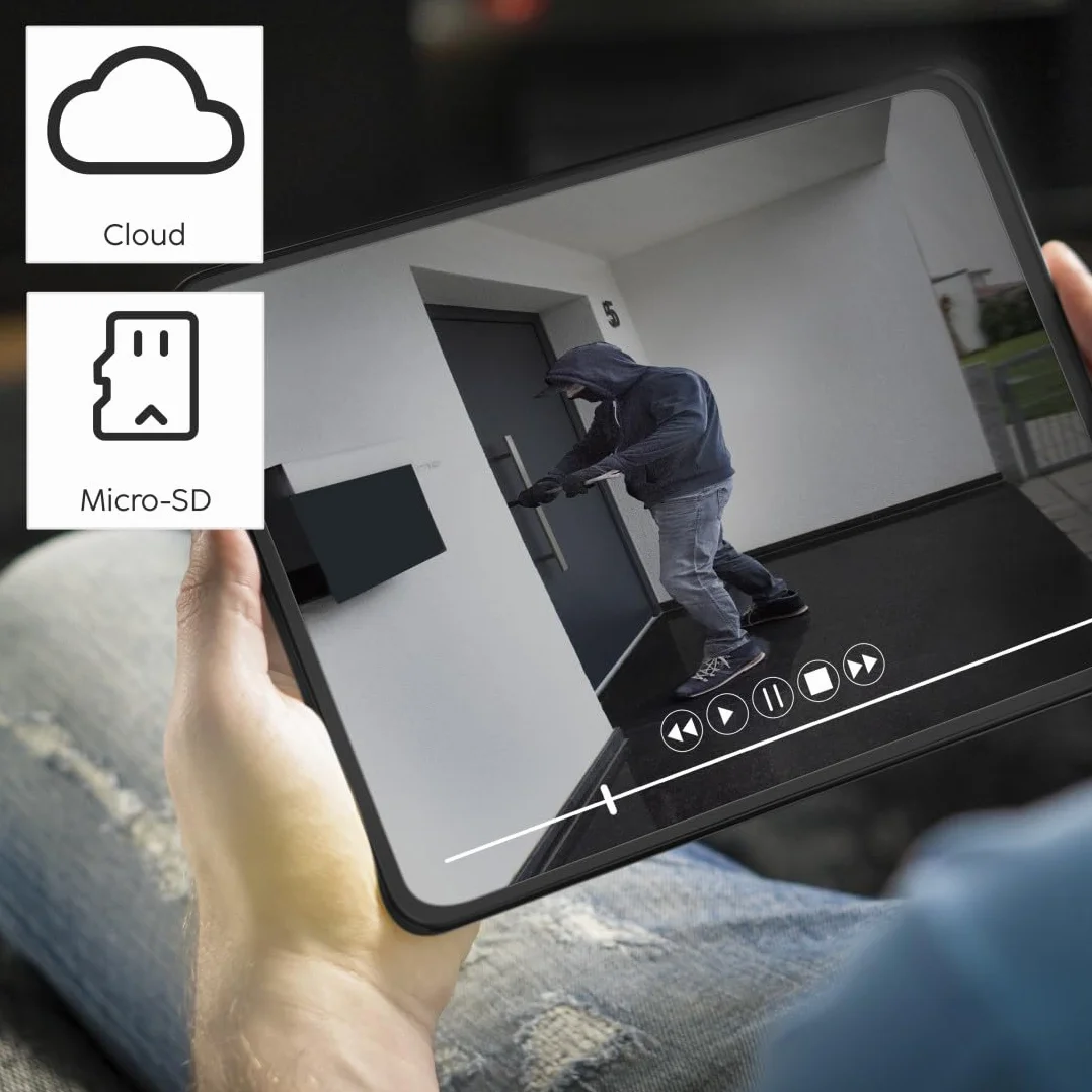 Hama kamera zewnętrzna WiFi (monitoring, reflektor, czujnik ruchu, noktowizor, Full HD 1080p, IP54, na kartę pamięci, WLAN) czarna