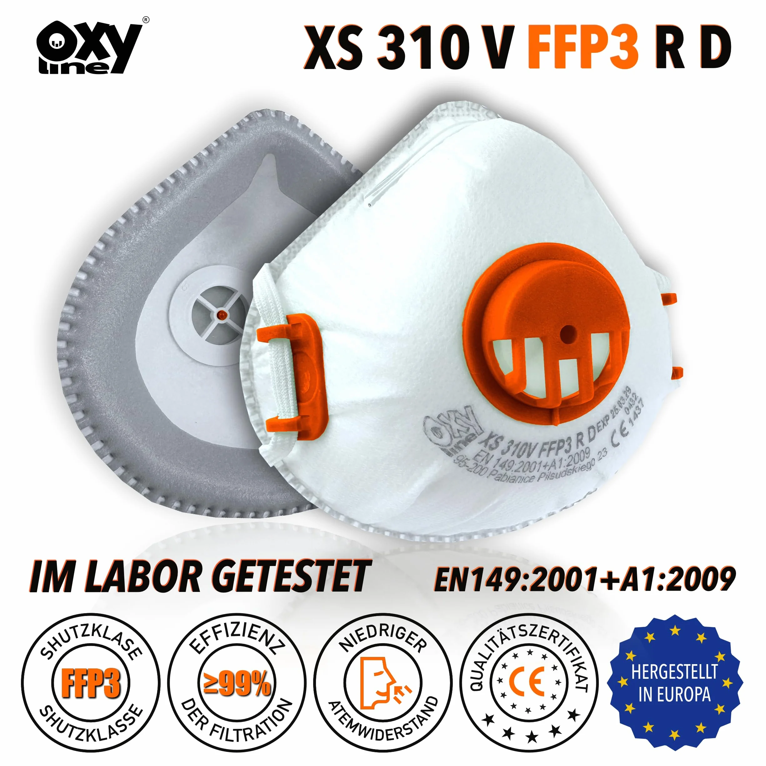 XS 310 V FFP3 R D Półmaska przeciwpyłowa wielokrotnego użytku z zaworem, EXTRA FIT 10 szt.