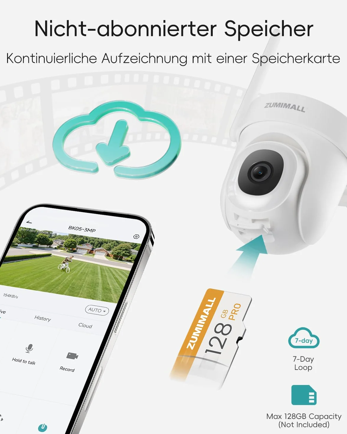 ZUMIMALL kamera do monitoringu zewnętrznego 3MP, 355°/90° obrotowa kamera nadzoru na zewnątrz, 2,4 GHz/5 GHz dual-band, noktowizor, rozpoznawanie AI, czujnik ruchu PIR, rozpoznawanie osób/aut