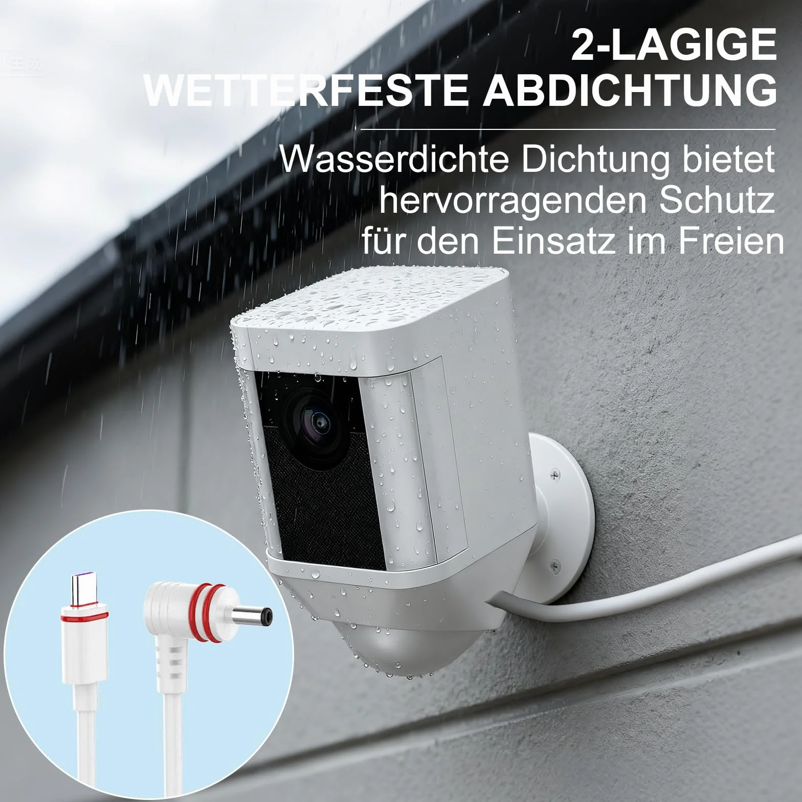 2-pak 7 m długości kabla zasilającego i adaptera, kompatybilny z Ring Spotlight Cam Plus/Pro i Stick Up Cam. akumulator, kabel do ładowania do pierścienia, odporna na warunki atmosferyczne wtyczka