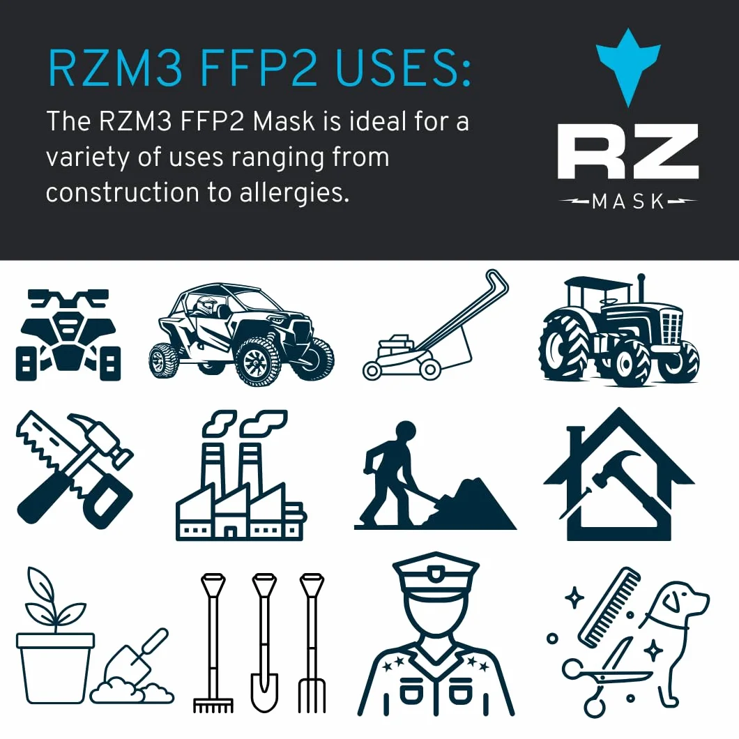 RZ Mask FFP2 - maska przeciwpyłowa antysmogowa z aktywnym węglem - certyfikat CE - etui i 1 filtr gratis