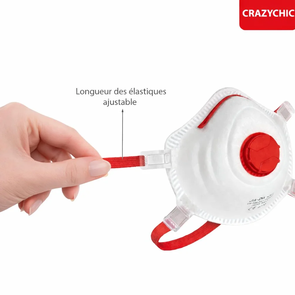 CRAZYCHIC - 20 Maska FFP3 NR D - Zawór Przeciwpyłowy Norma CE EN149 - Ochrona Dróg Oddechowych Przed Zanieczyszczeniami I Dymem - Maska Do Prac Malarskich Budowlanych Przemysłowych I Chemicznych