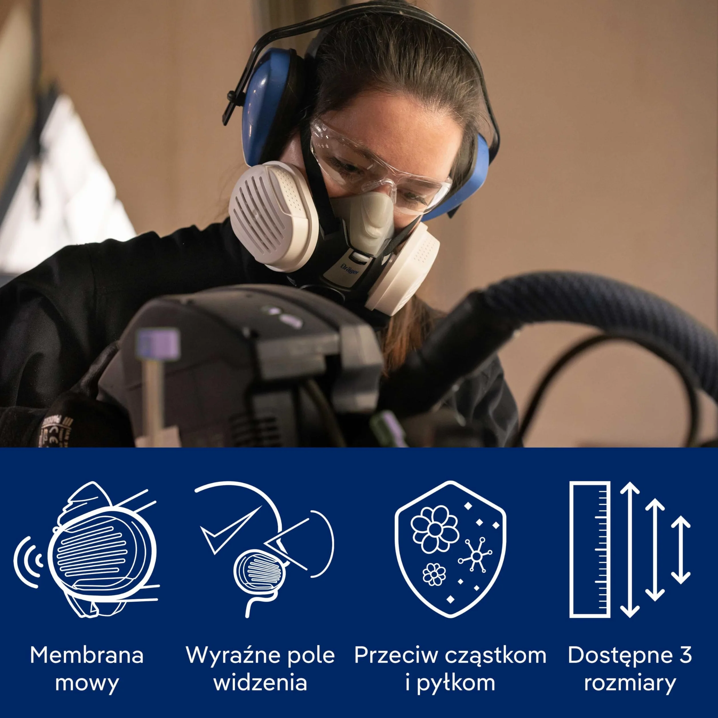 Dräger X-plore 3300 zestaw półmasek rzemieślniczych wraz z filtrem cząstek stałych P3 R | przeciw drobnemu kurzowi/cząstkom