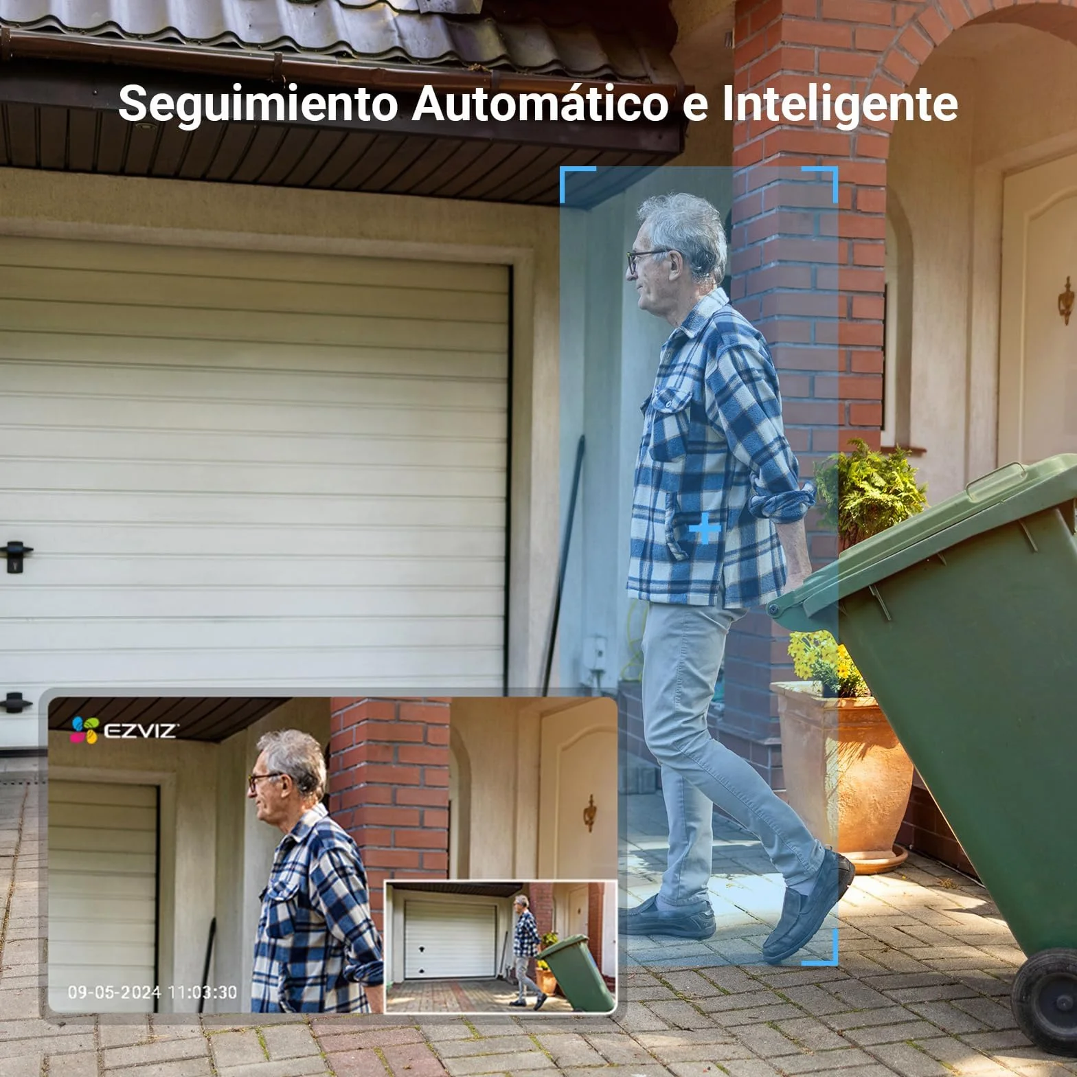 EZVIZ C8c 2MP Zewnętrzna kamera nadzorująca WiFi 360° z funkcją automatycznego śledzenia zoomu, wykrywanie kształtu człowieka, kolorowy noktowizor, dwukierunkowy dźwięk, wodoodporny IP65, aktywna