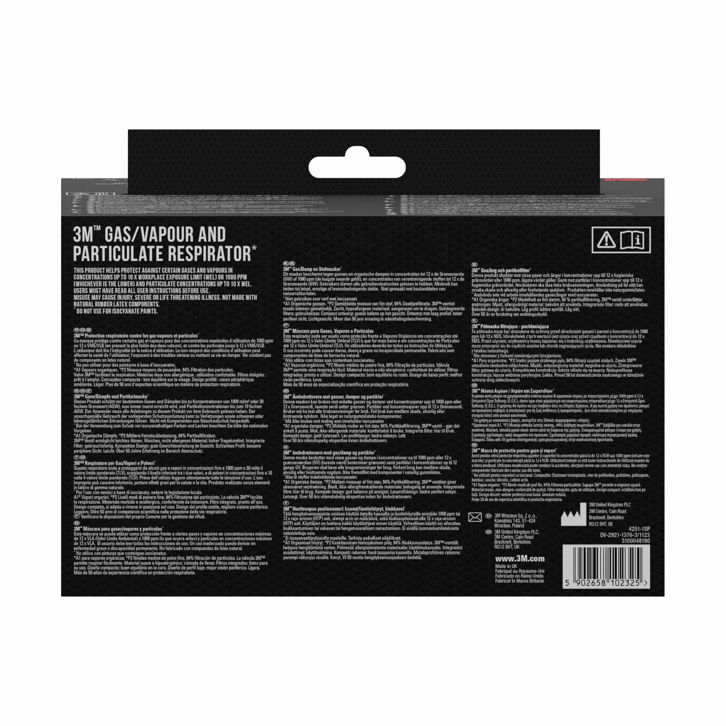 3M Respirator z wbudowanymi filtrami 4255+, Pary organiczne A2P3