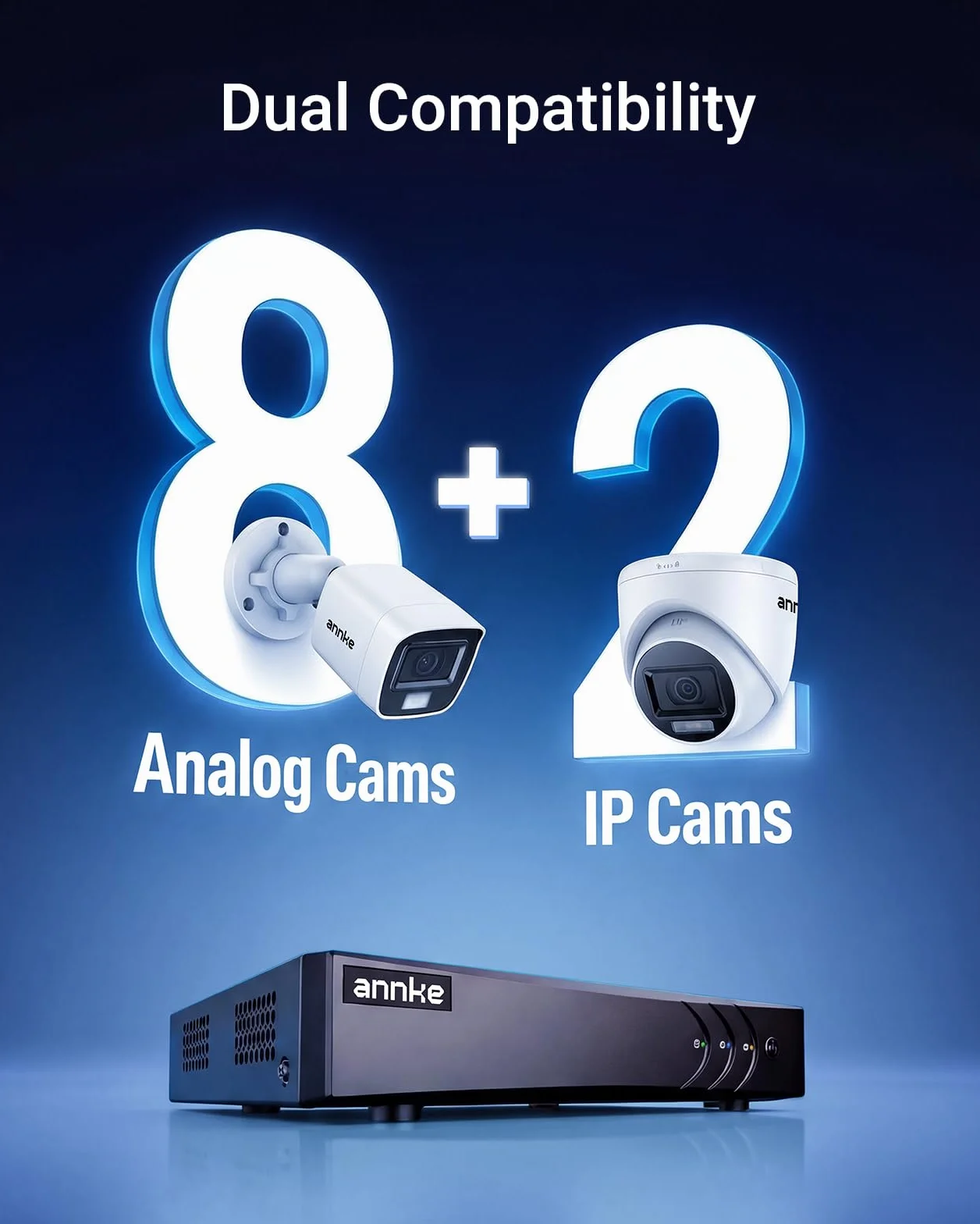 Annke TVI 1080P 8-kanałowa sieć cyfrowy rejestrator wideo nadzór wideo CCTV DVR / HVR / NVR / NVR system bezpieczeństwa HDMI P2P (może nie być dostępny w języku polskim)