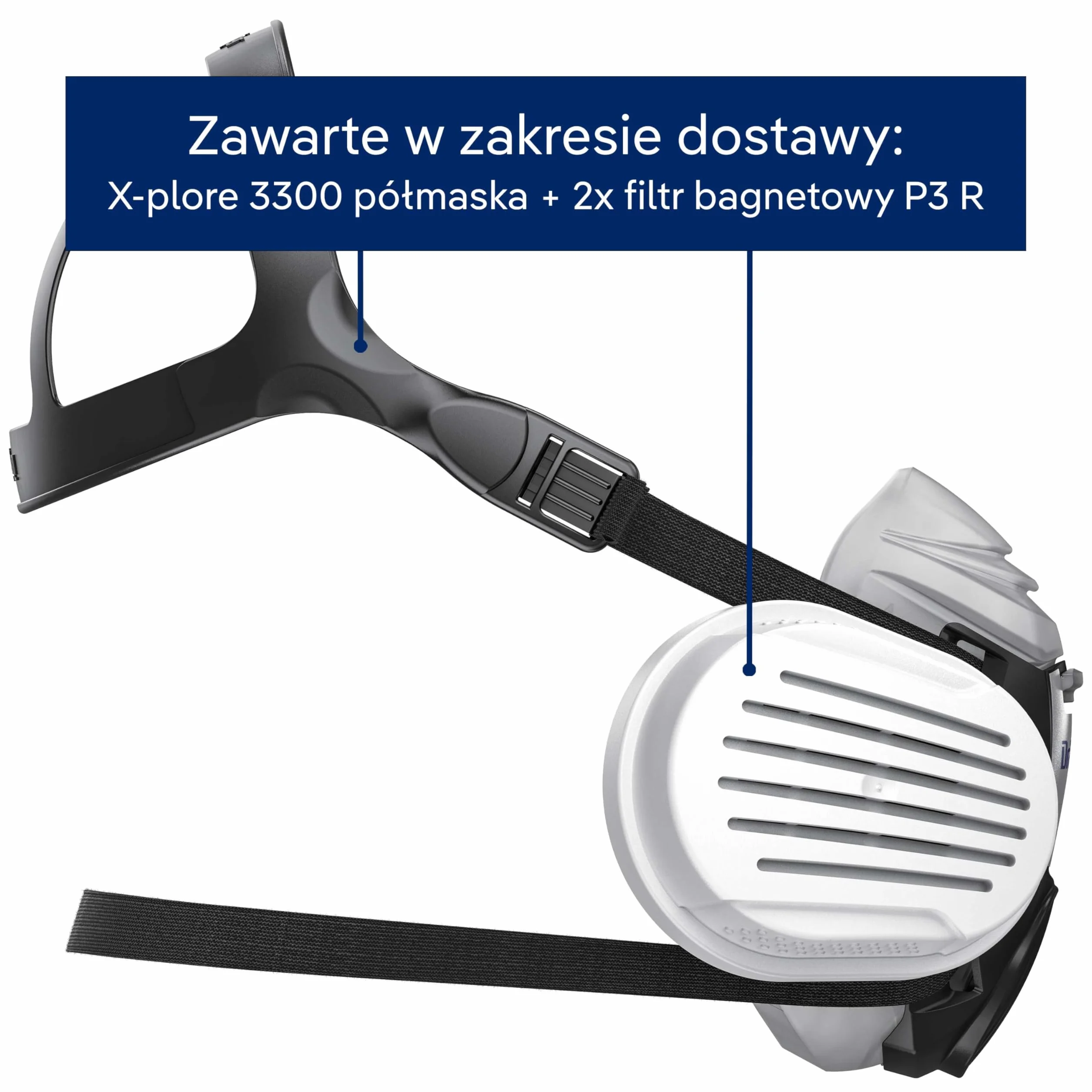 Dräger X-plore 3300 zestaw półmasek rzemieślniczych wraz z filtrem cząstek stałych P3 R | przeciw drobnemu kurzowi/cząstkom