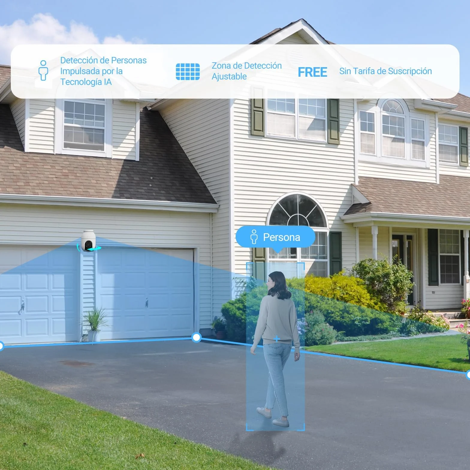 EZVIZ C8c 2MP Zewnętrzna kamera nadzorująca WiFi 360° z funkcją automatycznego śledzenia zoomu, wykrywanie kształtu człowieka, kolorowy noktowizor, dwukierunkowy dźwięk, wodoodporny IP65, aktywna