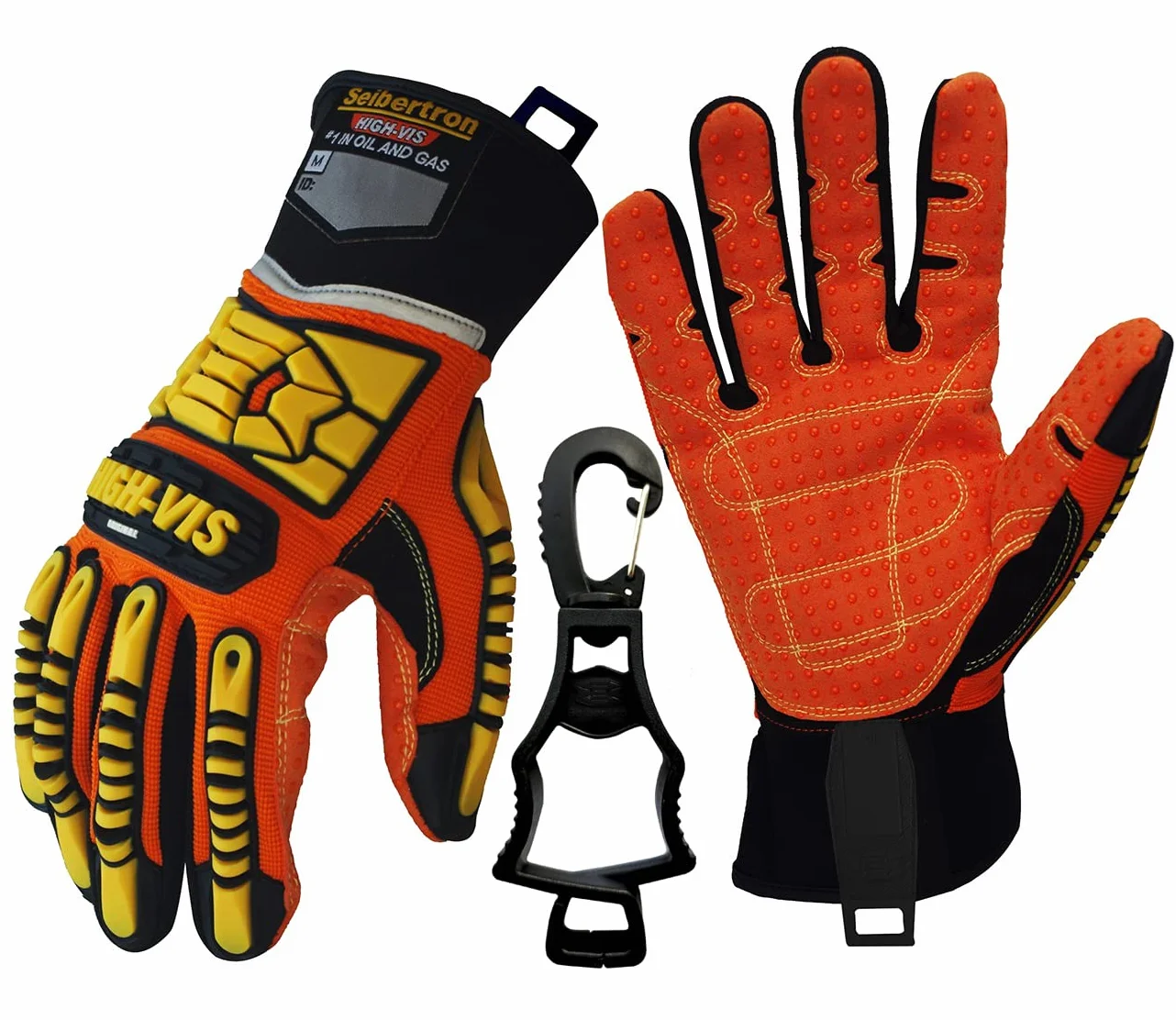 Seibertron High-Vis SDX2 Resistant Reducing Anti-Impact Mechanics Heavy Duty Safety Rescue Gloves CE EN388 4232 XS z 1 czarnym klipsem na rękawiczki