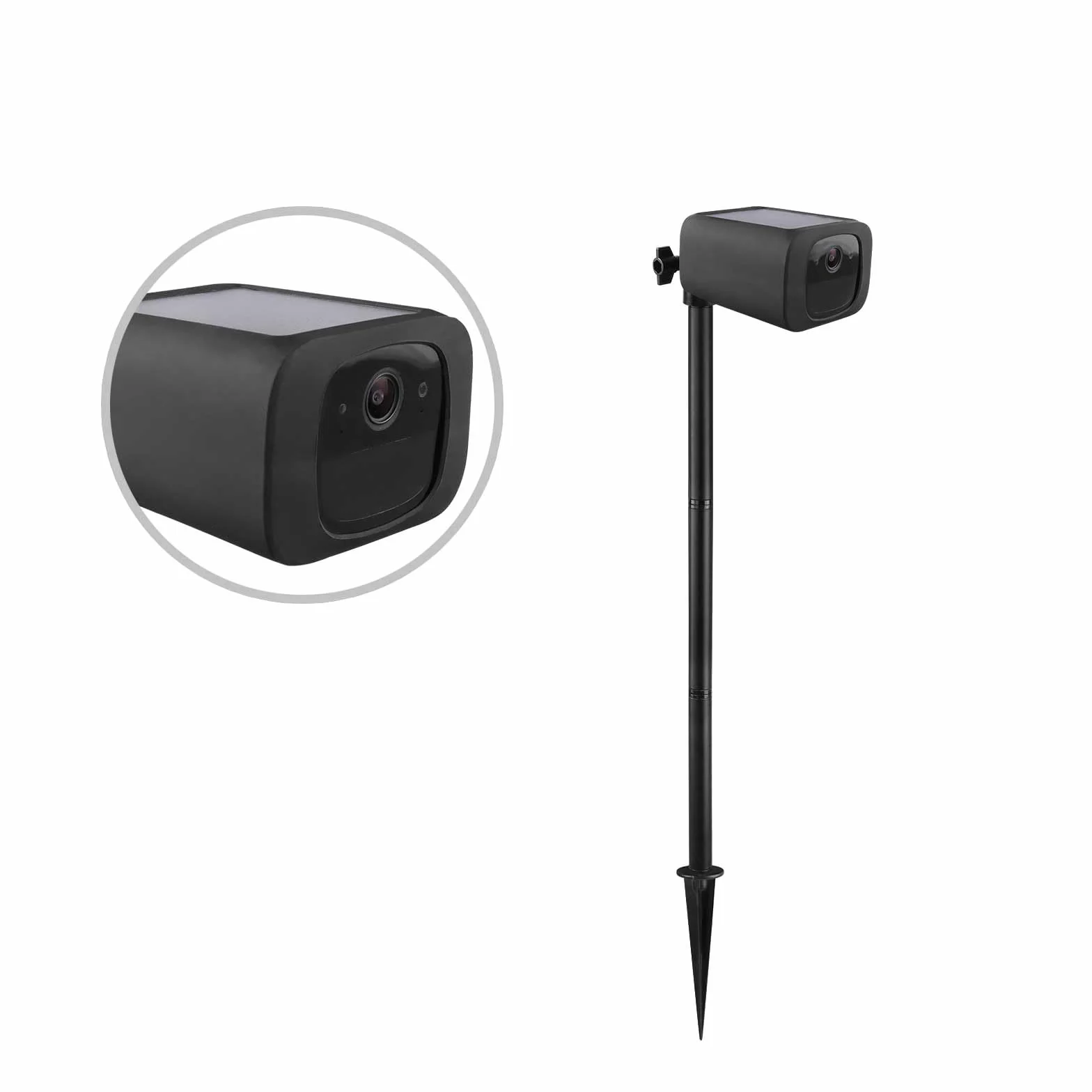 HOLACA Silikonowe etui do kamery monitoringowej Eufy Security S220 SoloCam, Skin, etui ochronne, odporne na warunki atmosferyczne (1 sztuka, czarne) (etui silikonowe ABS + metalowy stojak)