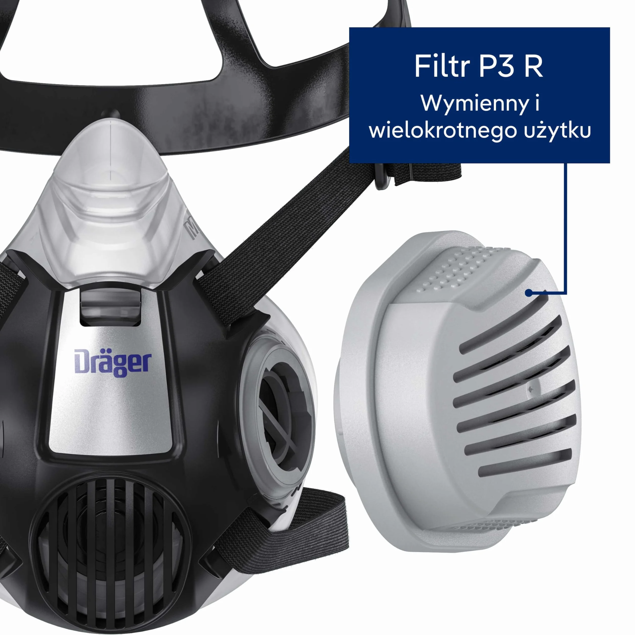 Dräger X-plore 3300 zestaw półmasek rzemieślniczych wraz z filtrem cząstek stałych P3 R | przeciw drobnemu kurzowi/cząstkom