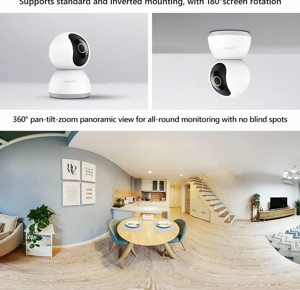 Xiaomi Smart Camera C300 | Kamera wewnętrzna z WiFi 360°, bezprzewodowa kamera bezpieczeństwa z rozdzielczością 2K, kamera wewnętrzna z wykrywaniem ruchu i noktowizorem