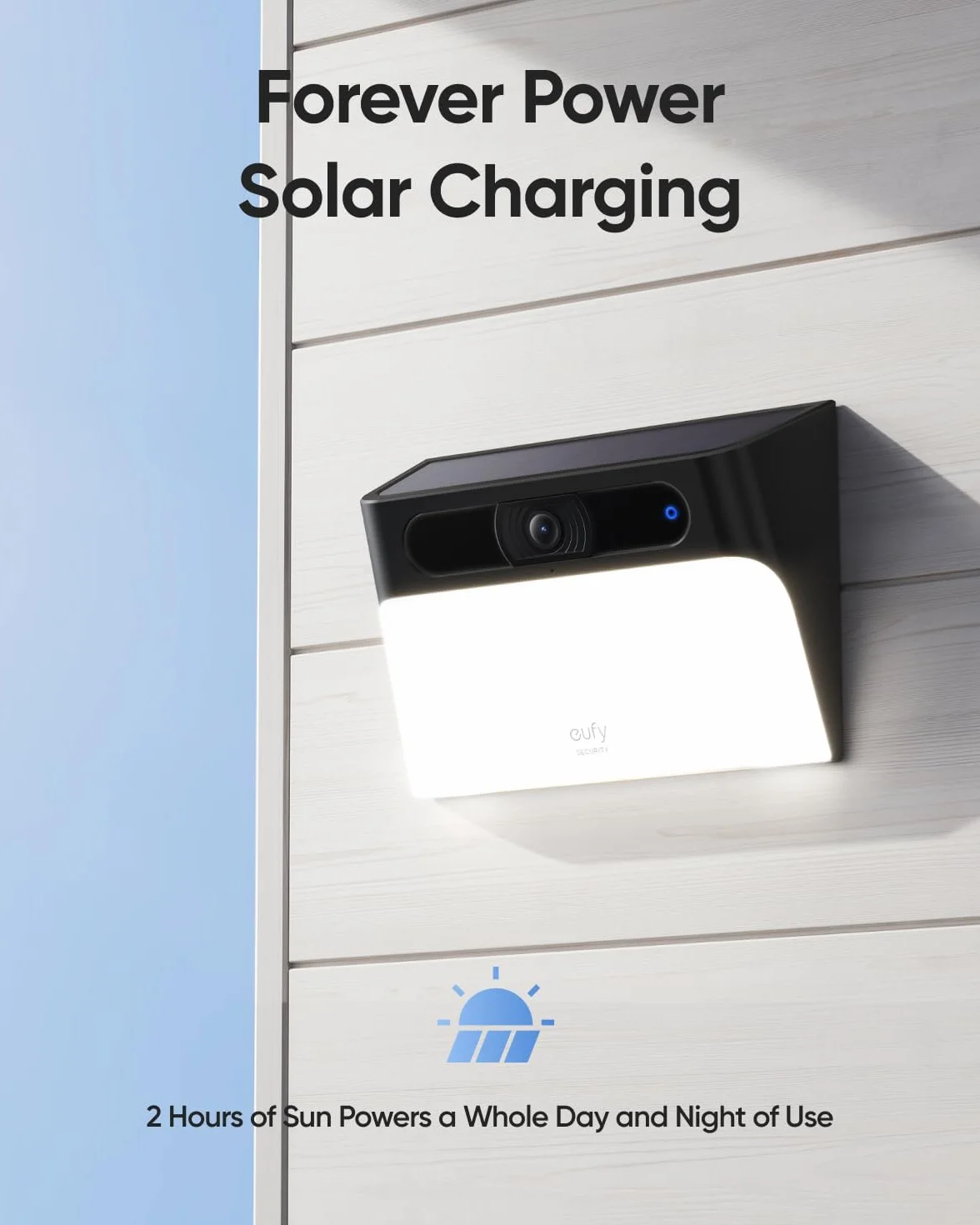eufy Security Solar Wall Light Cam S120 Solarna kamera bezpieczeństwa Zewnętrzna bezprzewodowa, Forever Power, wykrywanie AI, wodoodporność IP65, brak opłaty miesięcznej
