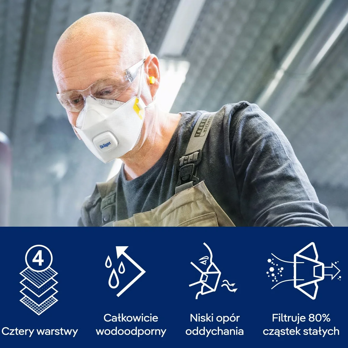 Dräger X-plore 1910 V maska przeciwpyłowa | rozmiary S/M/L | FFP1 maska ochronna z zaworem