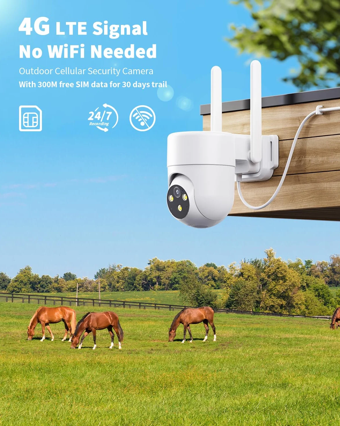 4G LTE kamera do monitoringu zewnętrznego z kartą SIM, 2K PTZ IP kamera bez Wi-Fi z noktowizorem, AI wykrywanie osób, kamera do monitoringu z dwukierunkową funkcją audio, klasa wodoszczelności