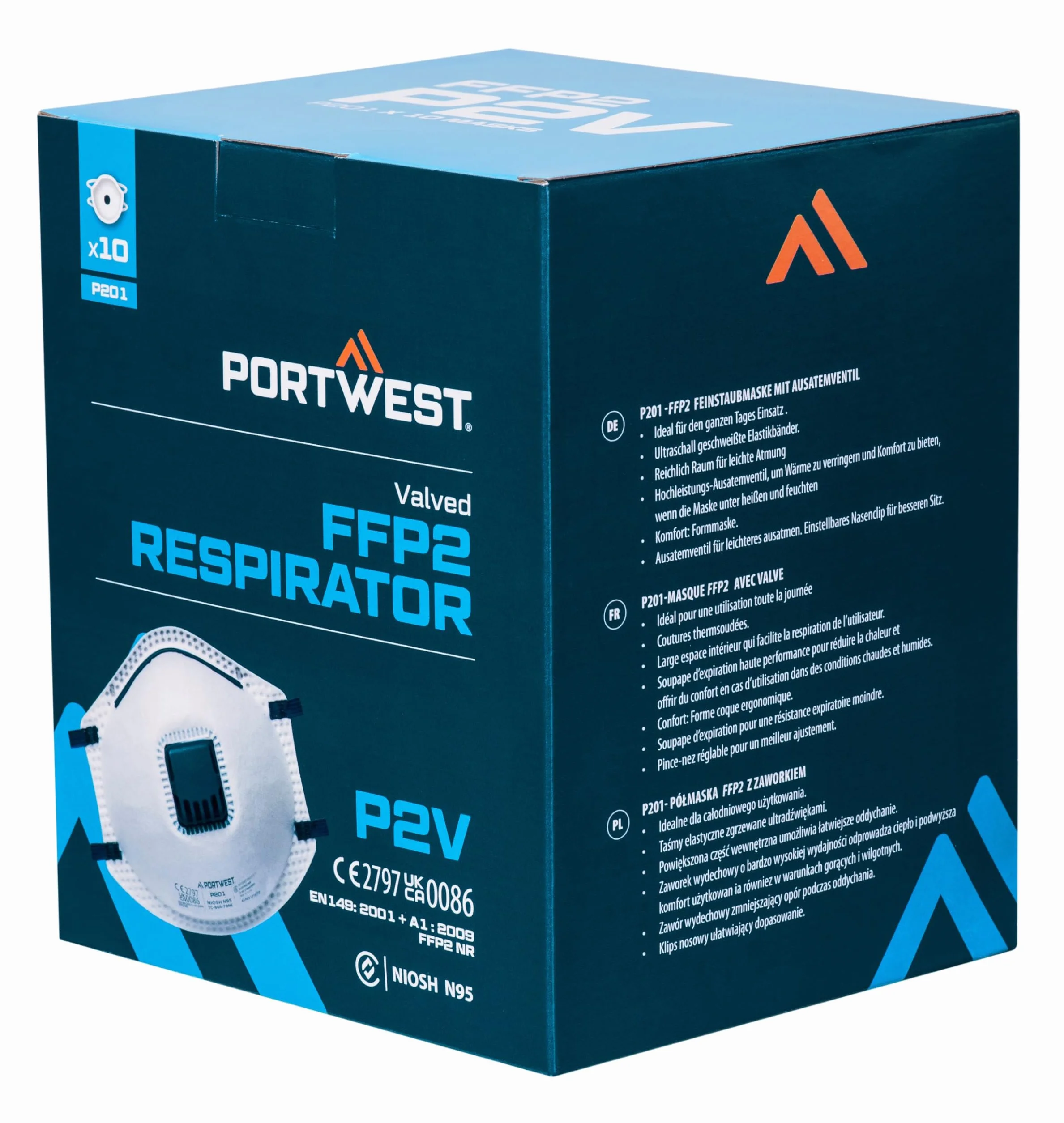 Portwest P201 Pólmaska FFP2 z zaworkiem, Bialy