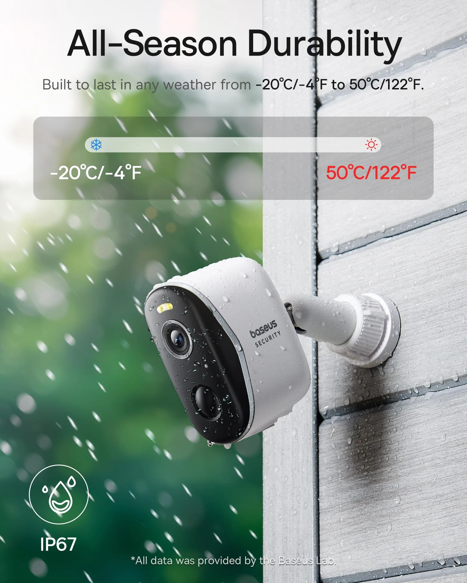 Baseus Security Bezprzewodowa zewnętrzna kamera nadzorująca WiFi, HD 2K, 145 stopni, żywotność baterii 210j, IP67, noktowizor, zewnętrzna kamera wykrywająca człowieka, lokalne przechowywanie - zestaw