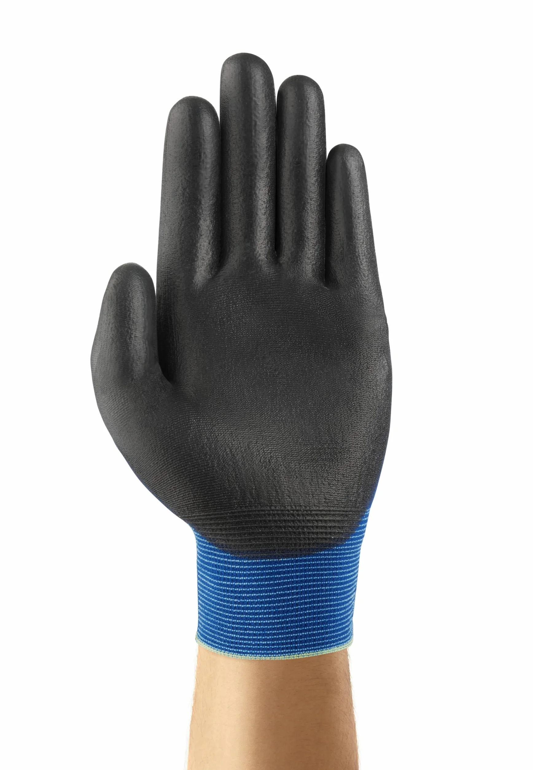 Ansell HyFlex 11-618, Cienkie rękawice robocze z nylonu, Rękawice mechaniczne, Wielofunkcyjne, Odzież robocza trwała, Niebieskie, Czarne, rozmiar L (12 pary)
